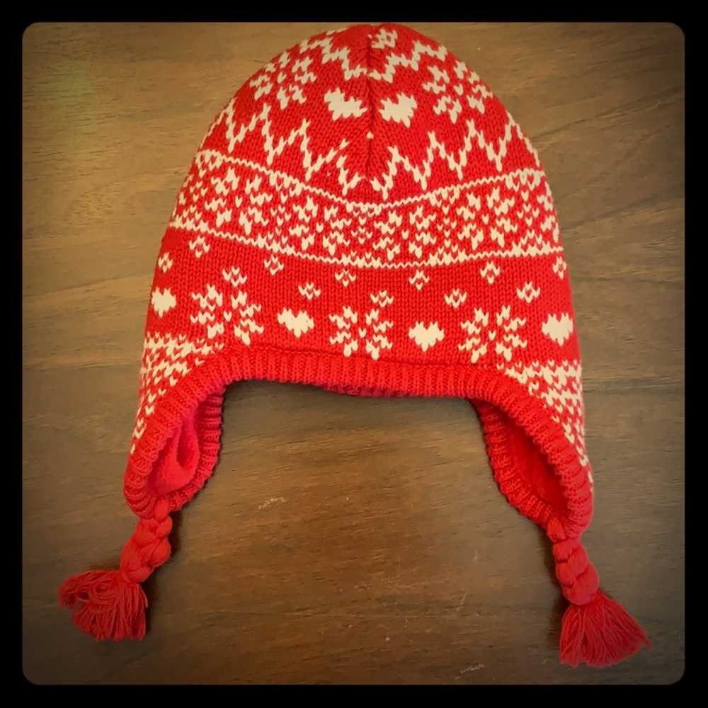 Old Navy Infant Winter Hat Size 0-6M Red w/ White